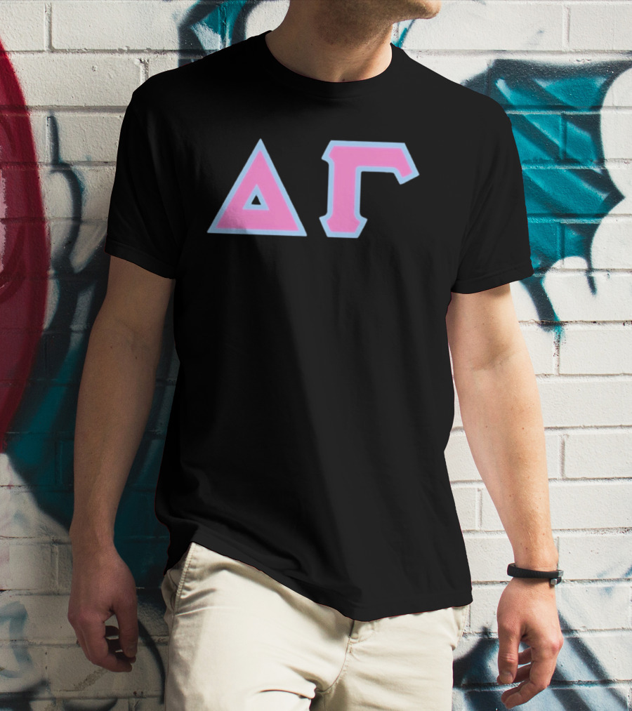 Delta Gamma Sorority Greek Letters Pink And Blue T-Shirt