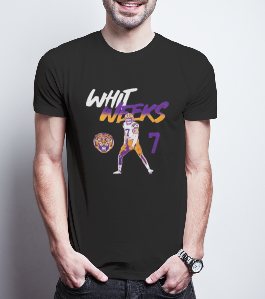 LSU Tigers Football Whit Weeks 7 Player Pose Tiger T-Shirt
