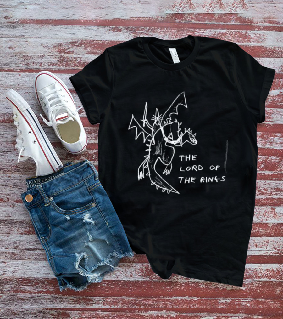 The Lord Of The Rings Dragon Fantasy Tolkien Drawing T-Shirt