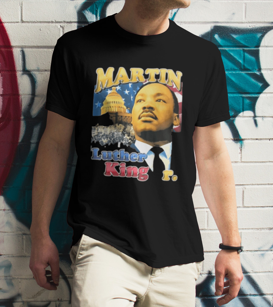 Martin Luther King Jr US Capitol American Flag Civil Rights March T-Shirt