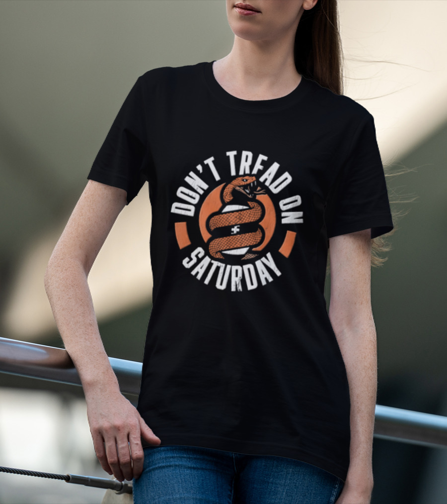 Don't Tread On Saturday Coiled Rattlesnake Orange Distressed T-Shirt