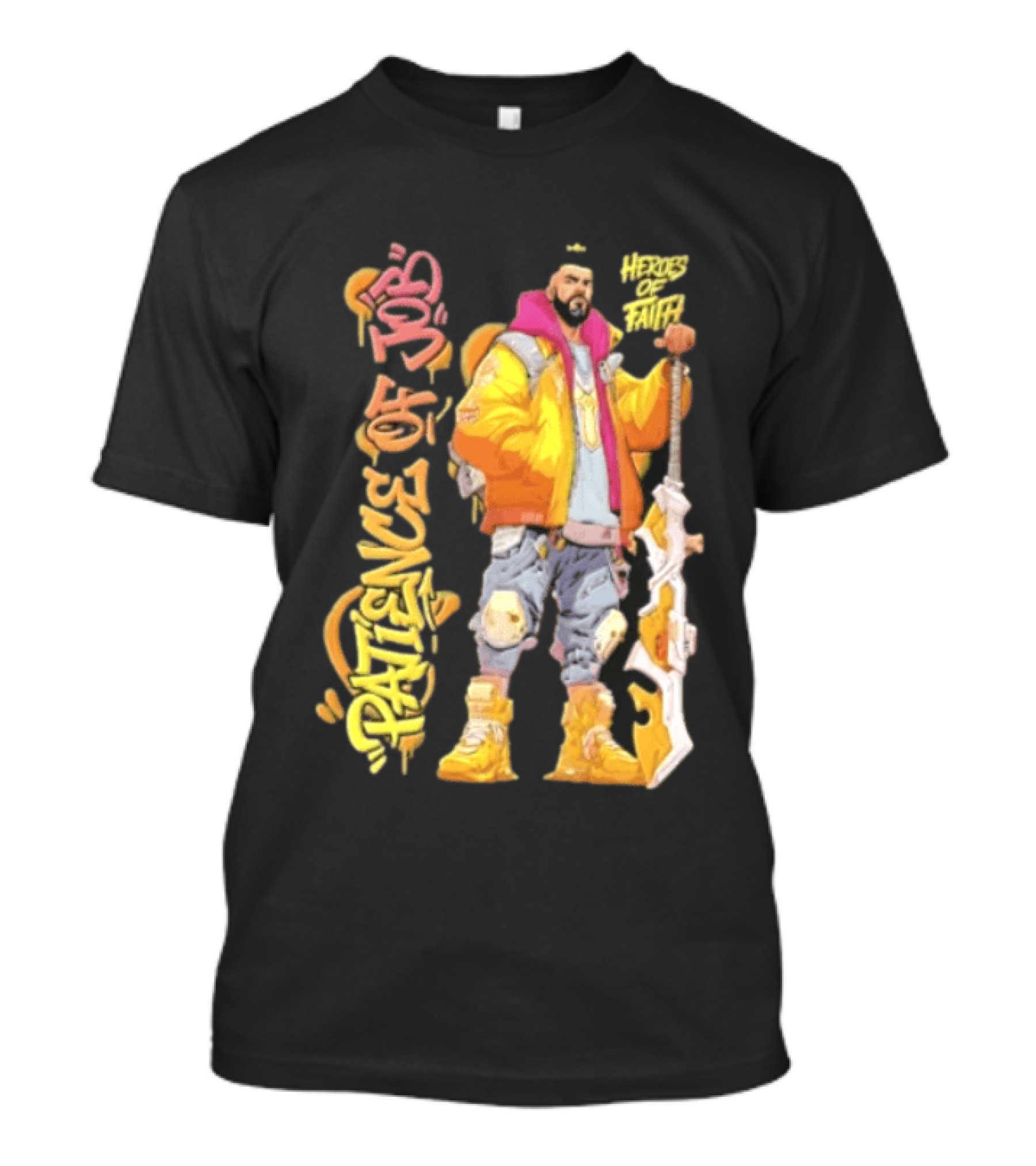 Patience Of Job Heroes Of Faith Bearded Man Sword Cartoon T-Shirt