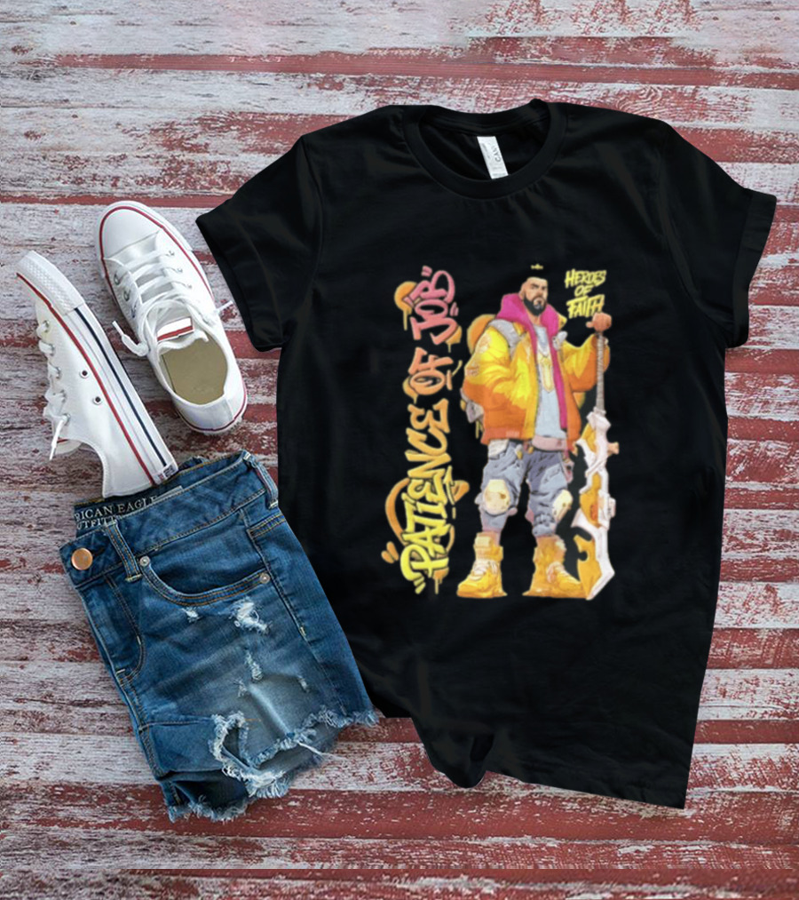 Patience Of Job Heroes Of Faith Bearded Man Sword Cartoon T-Shirt