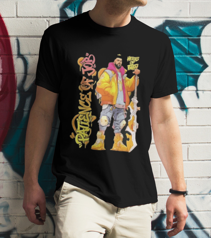 Patience Of Job Heroes Of Faith Bearded Man Sword Cartoon T-Shirt