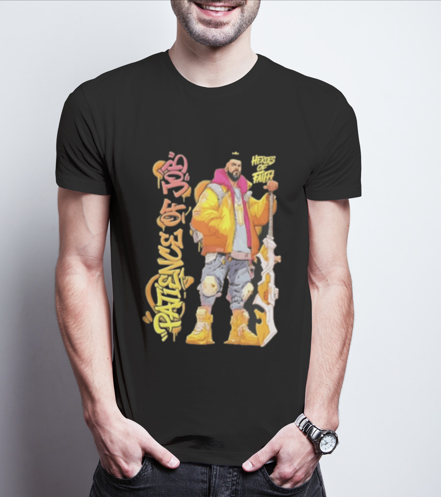 Patience Of Job Heroes Of Faith Bearded Man Sword Cartoon T-Shirt