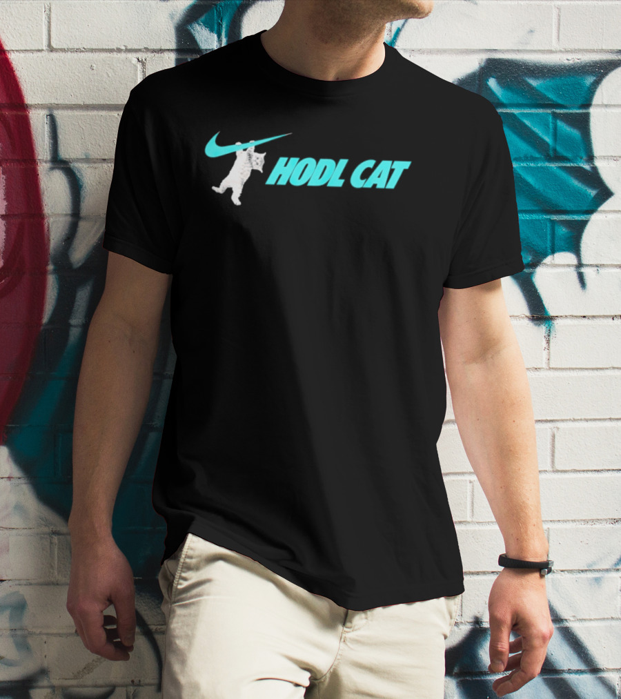 Hodl Cat Crypto Bitcoin Investing Kitten With Iconic Swoosh T-Shirt