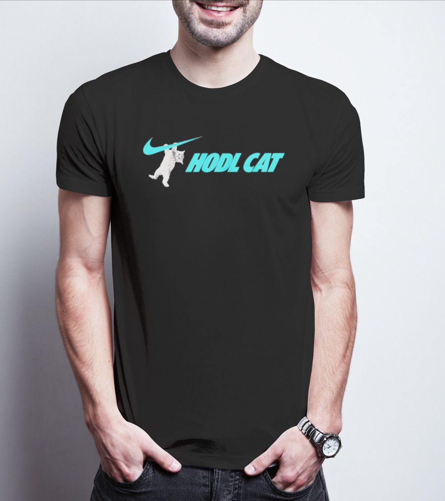 Hodl Cat Crypto Bitcoin Investing Kitten With Iconic Swoosh T-Shirt
