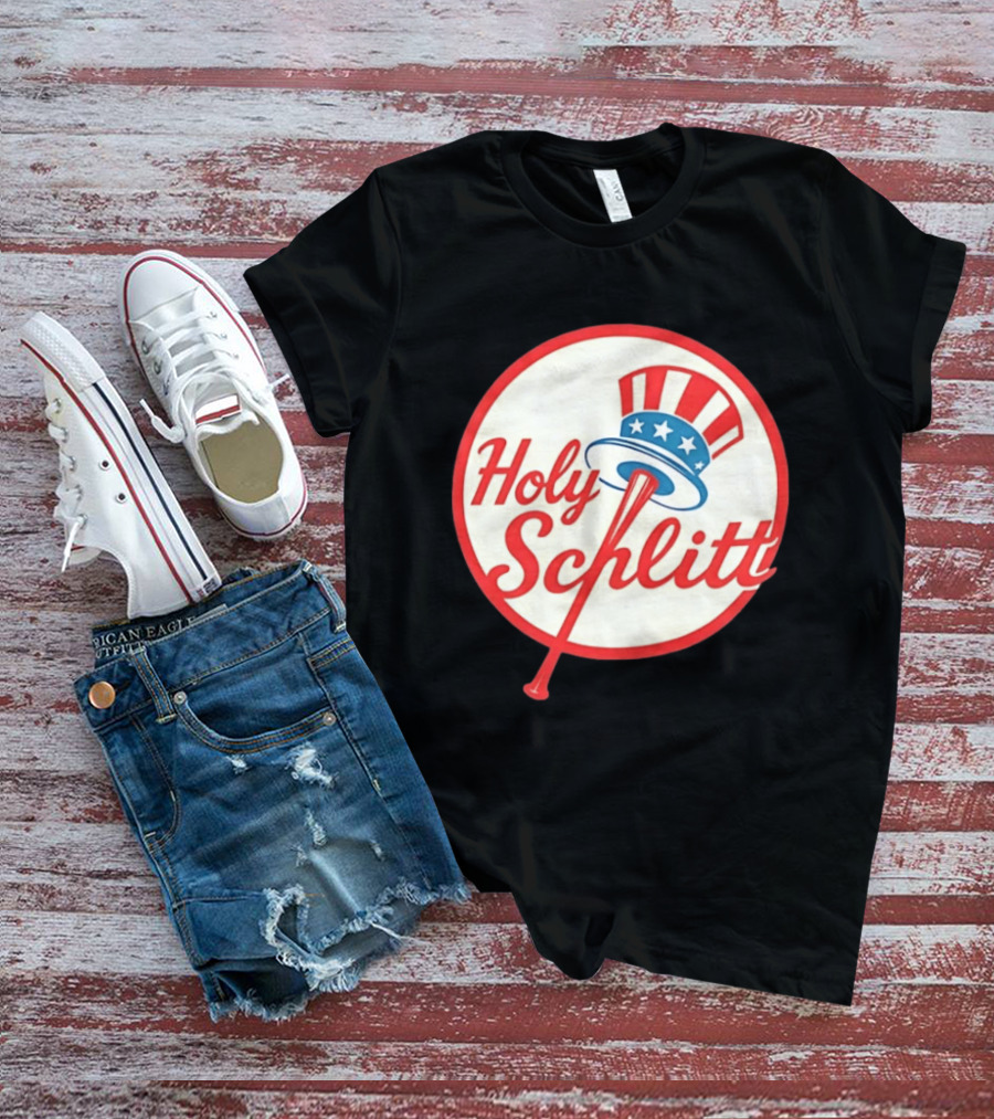 Holy Schlitt Uncle Sam Hat Patriotic Baseball T-Shirt