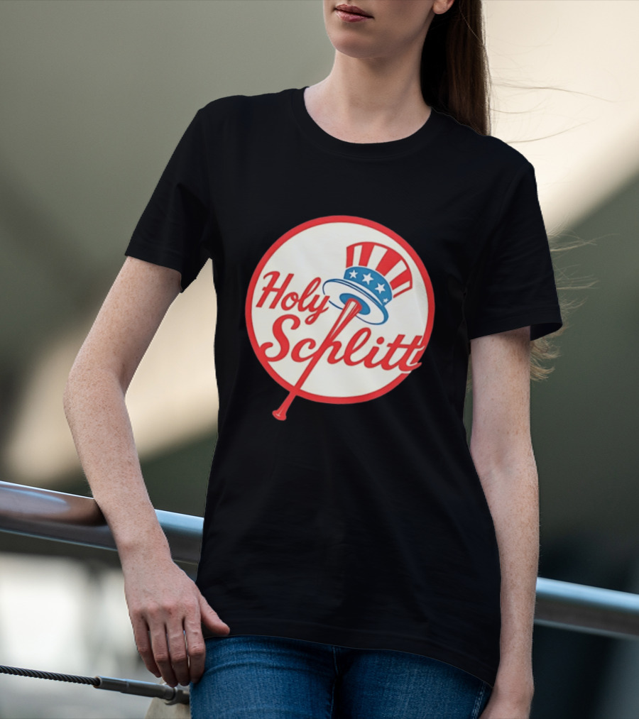 Holy Schlitt Uncle Sam Hat Patriotic Baseball T-Shirt