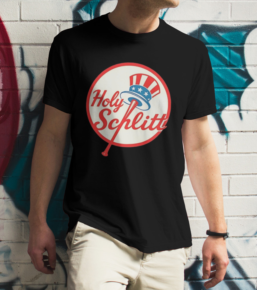 Holy Schlitt Uncle Sam Hat Patriotic Baseball T-Shirt