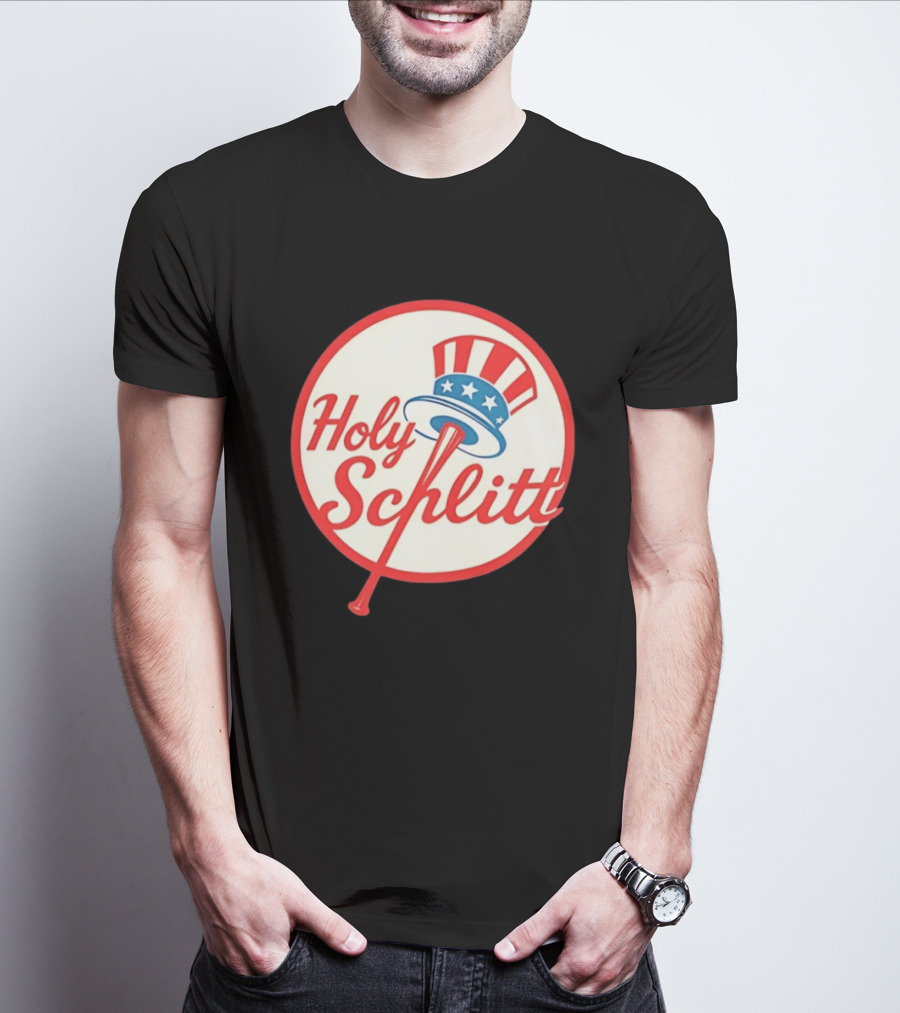 Holy Schlitt Uncle Sam Hat Patriotic Baseball T-Shirt