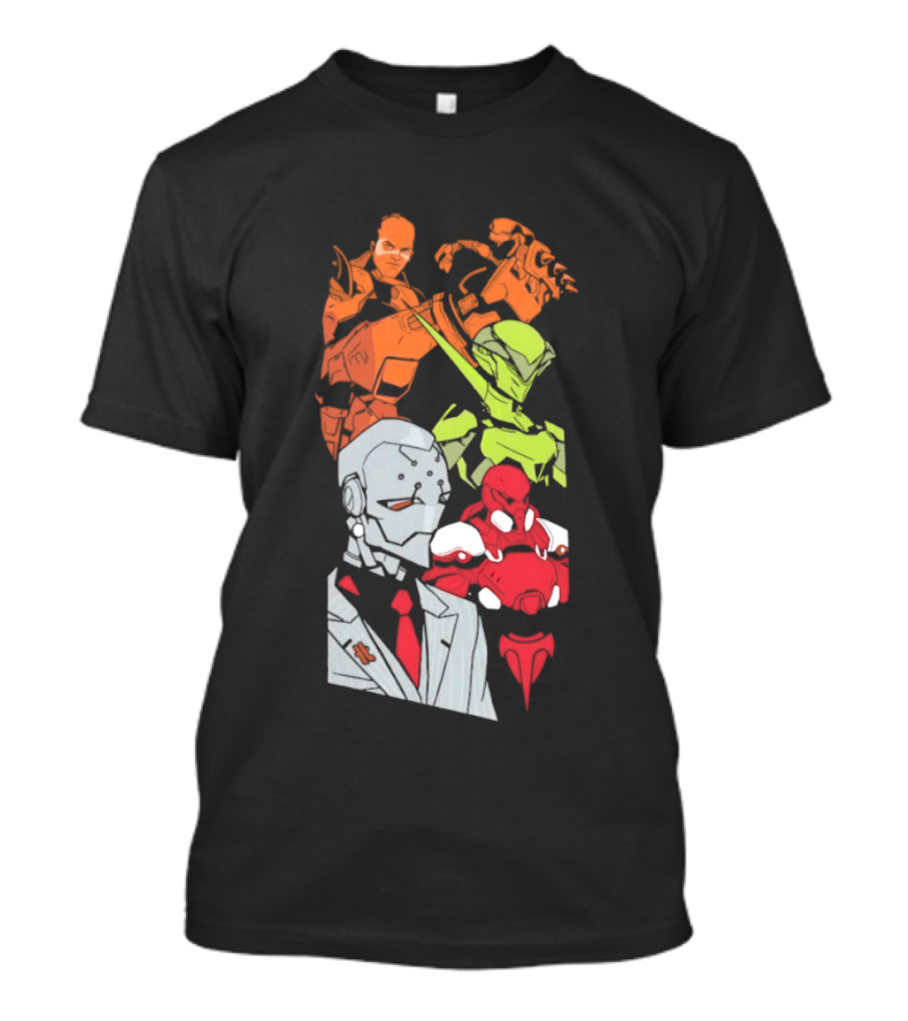 Over Characters Group Sigma Genji Reinhardt Colorful T-Shirt