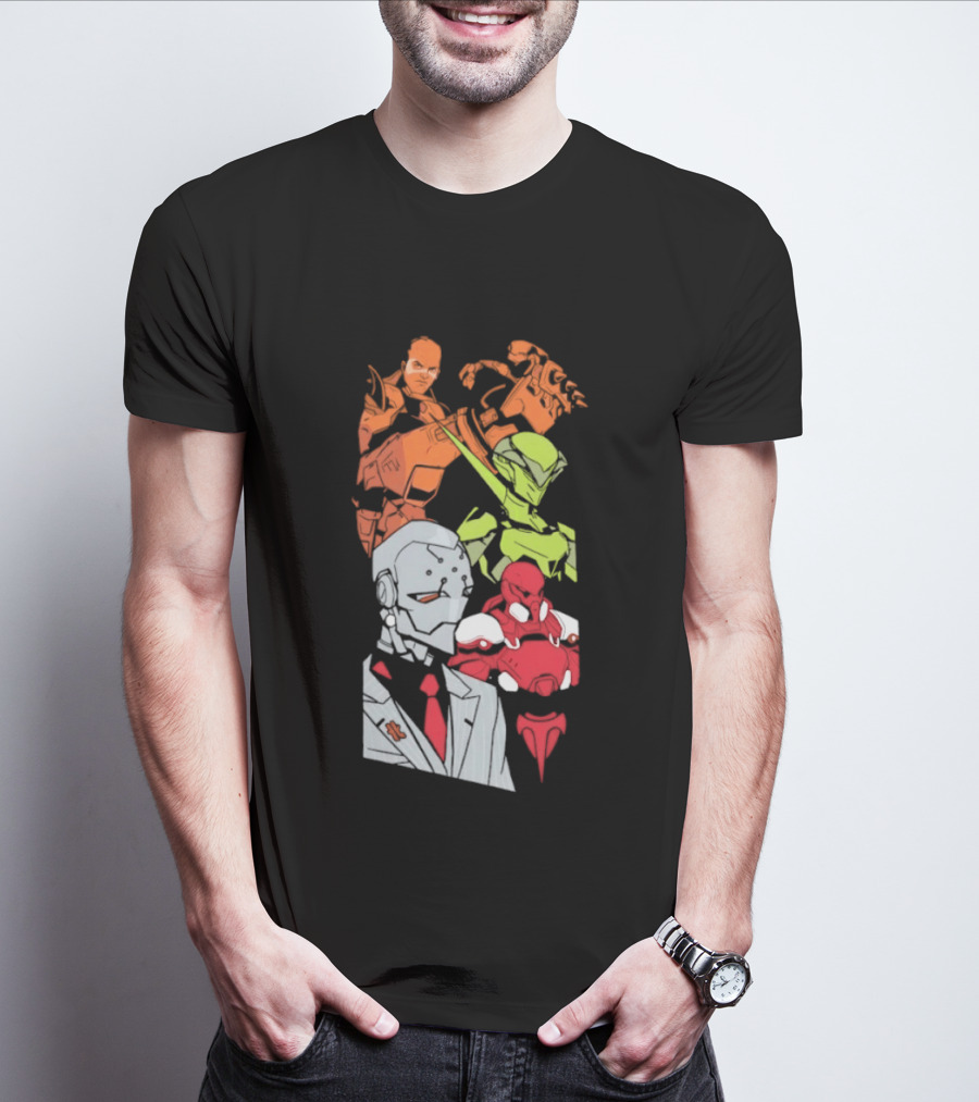 Over Characters Group Sigma Genji Reinhardt Colorful T-Shirt