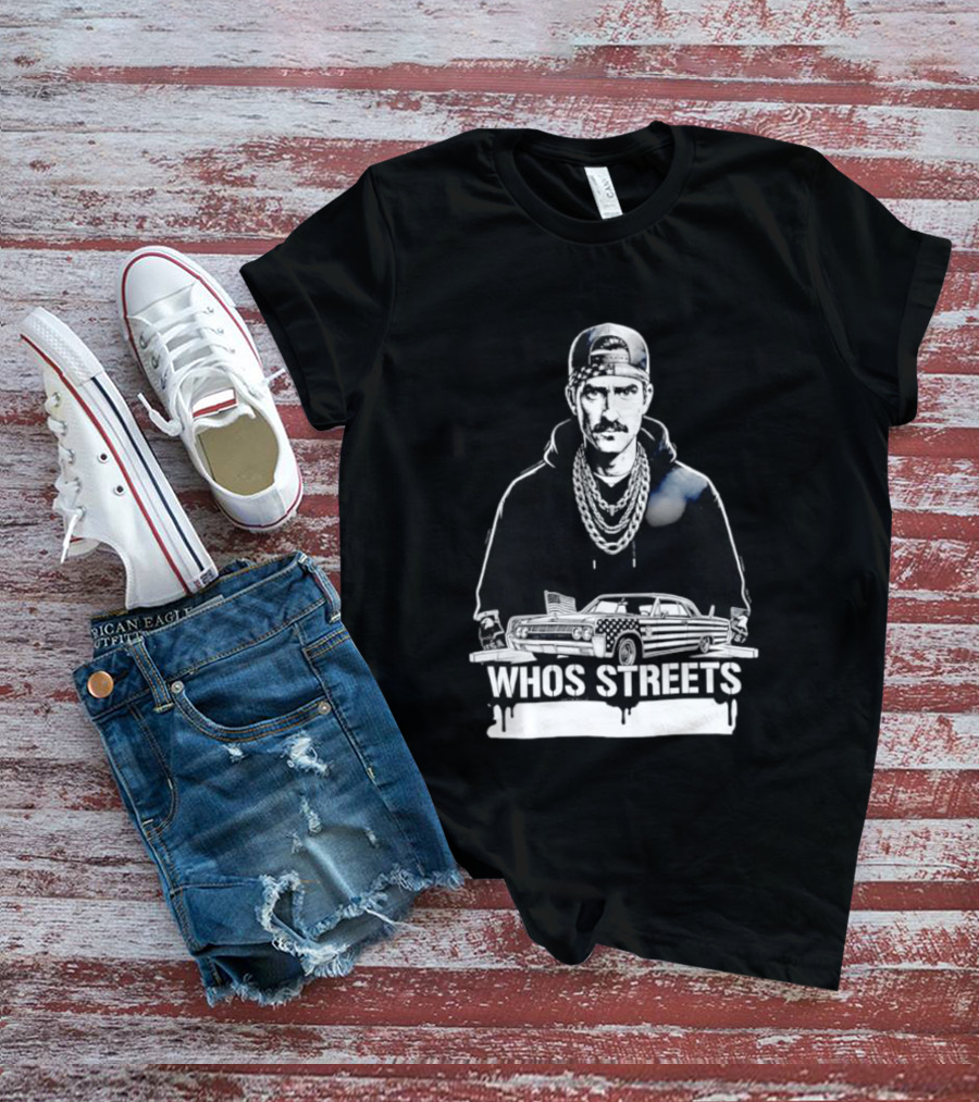 Whos Streets American Flag Car And Man Street Chain Hip Hop Culture T-Shirt