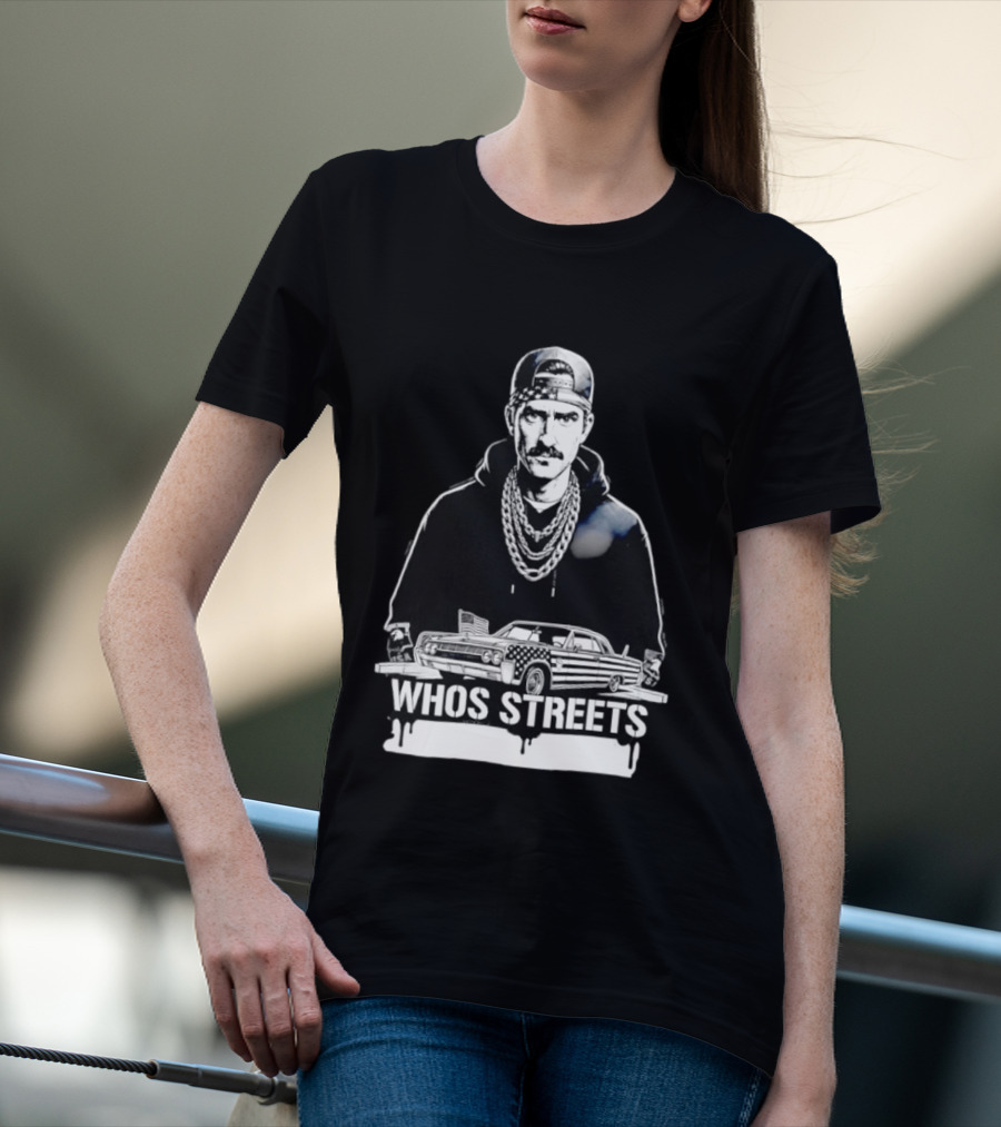 Whos Streets American Flag Car And Man Street Chain Hip Hop Culture T-Shirt