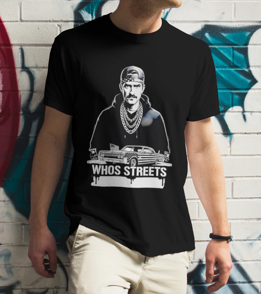 Whos Streets American Flag Car And Man Street Chain Hip Hop Culture T-Shirt