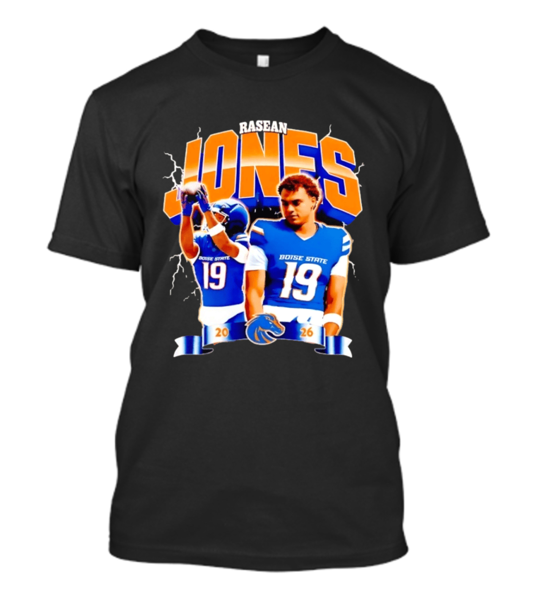 Rasean Jones Boise State Football 2026 Electric Blue Broncos T-Shirt