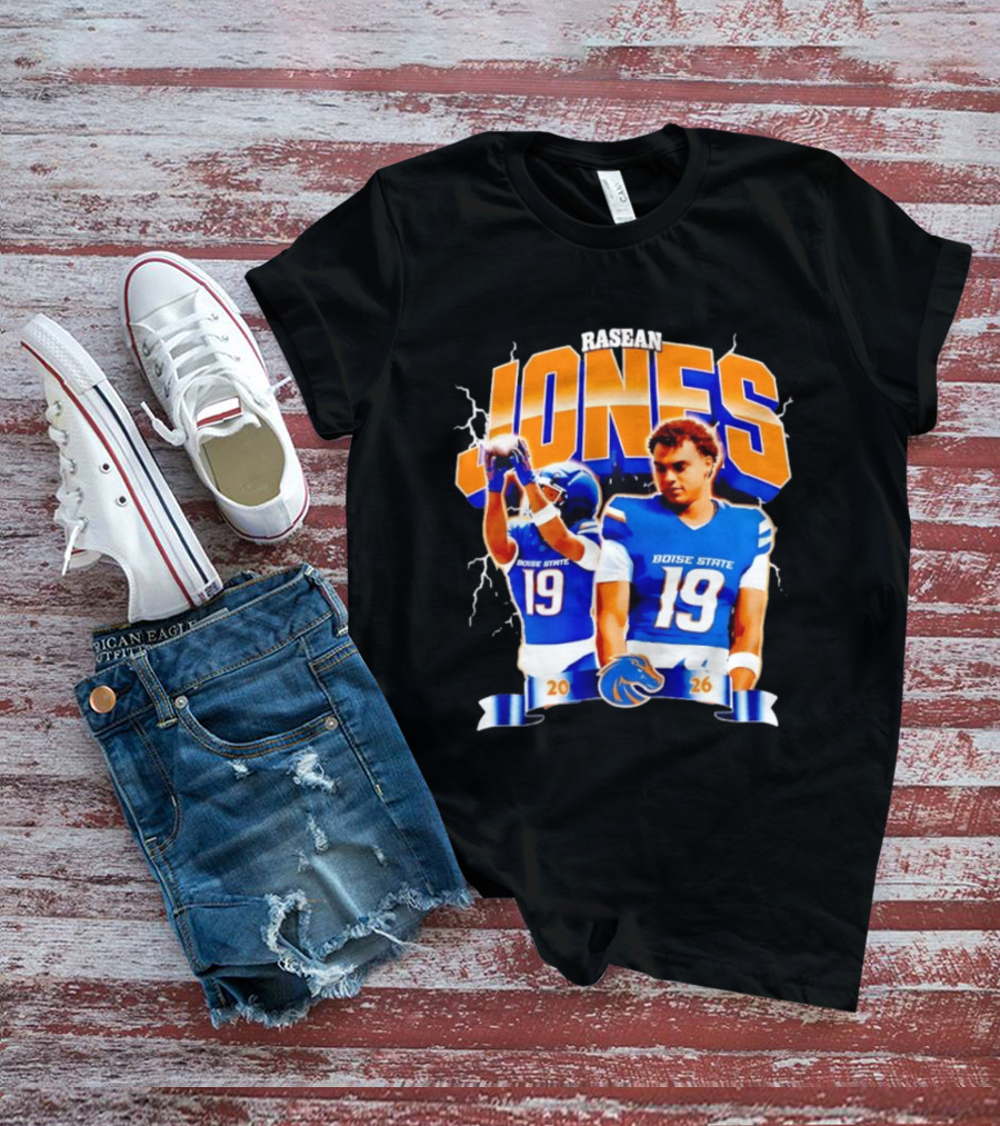 Rasean Jones Boise State Football 2026 Electric Blue Broncos T-Shirt