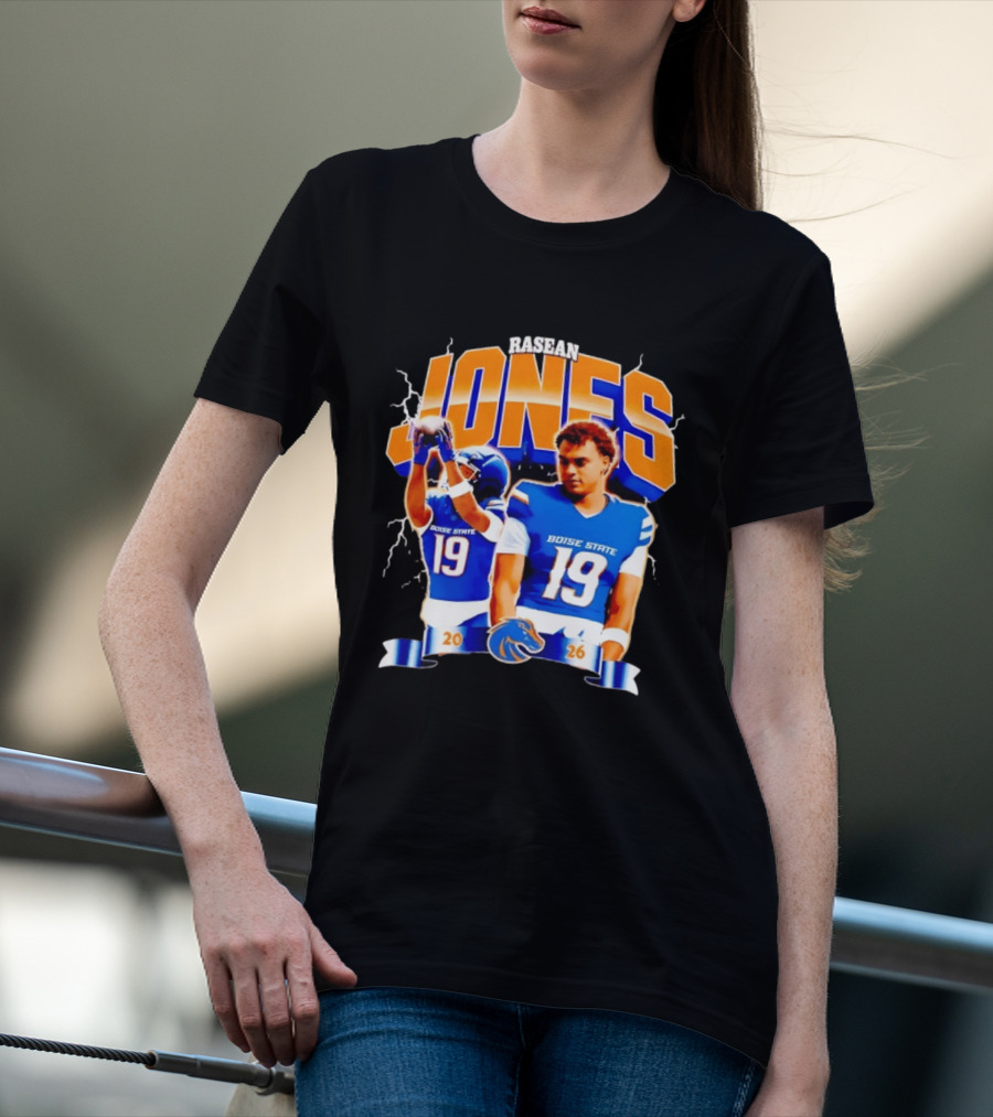 Rasean Jones Boise State Football 2026 Electric Blue Broncos T-Shirt