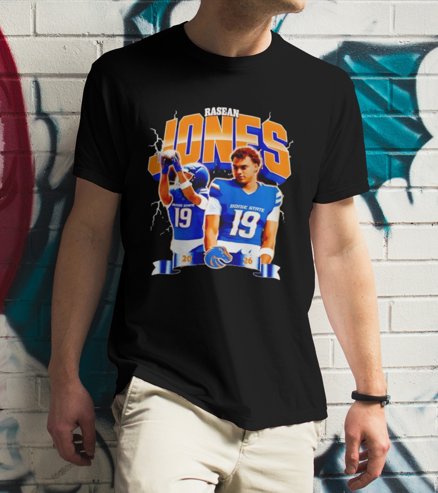 Rasean Jones Boise State Football 2026 Electric Blue Broncos T-Shirt