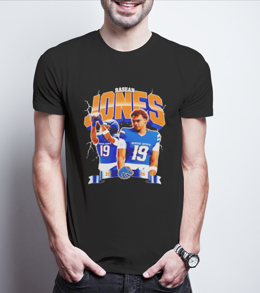 Rasean Jones Boise State Football 2026 Electric Blue Broncos T-Shirt