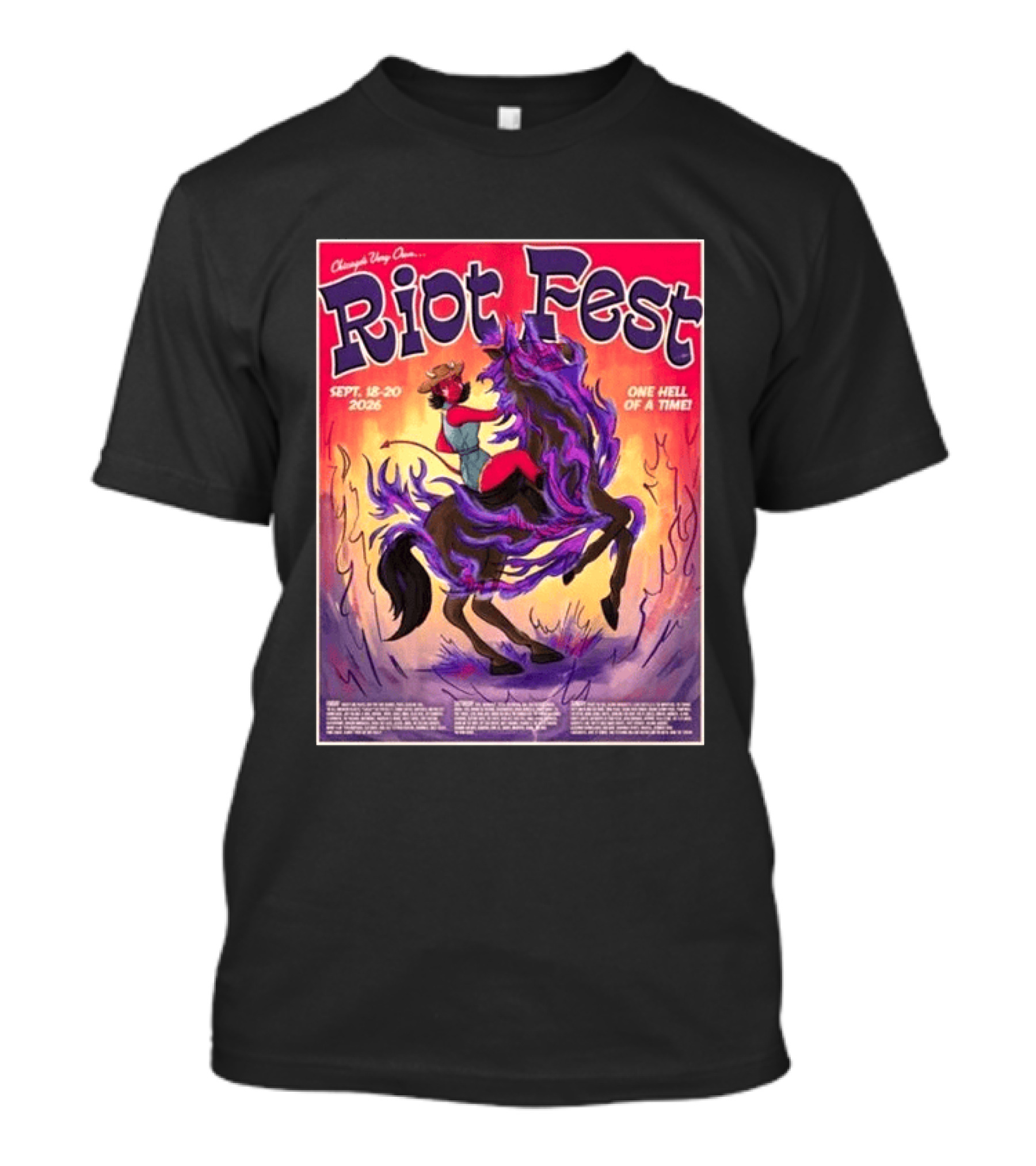 Chicago Douglass Park Riot Fest 2026 Devil Cowgirl Artwork September 18 20 One Hell Of A Time T-Shirt