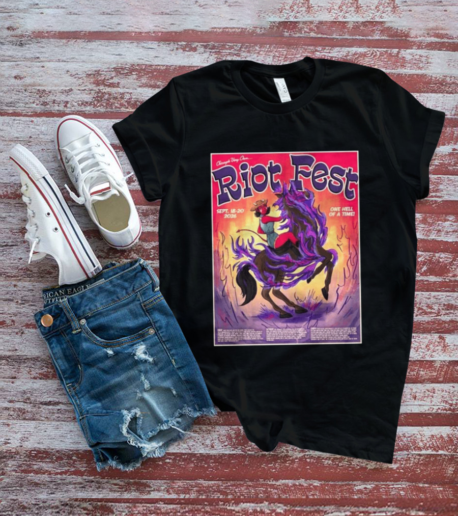Chicago Douglass Park Riot Fest 2026 Devil Cowgirl Artwork September 18 20 One Hell Of A Time T-Shirt