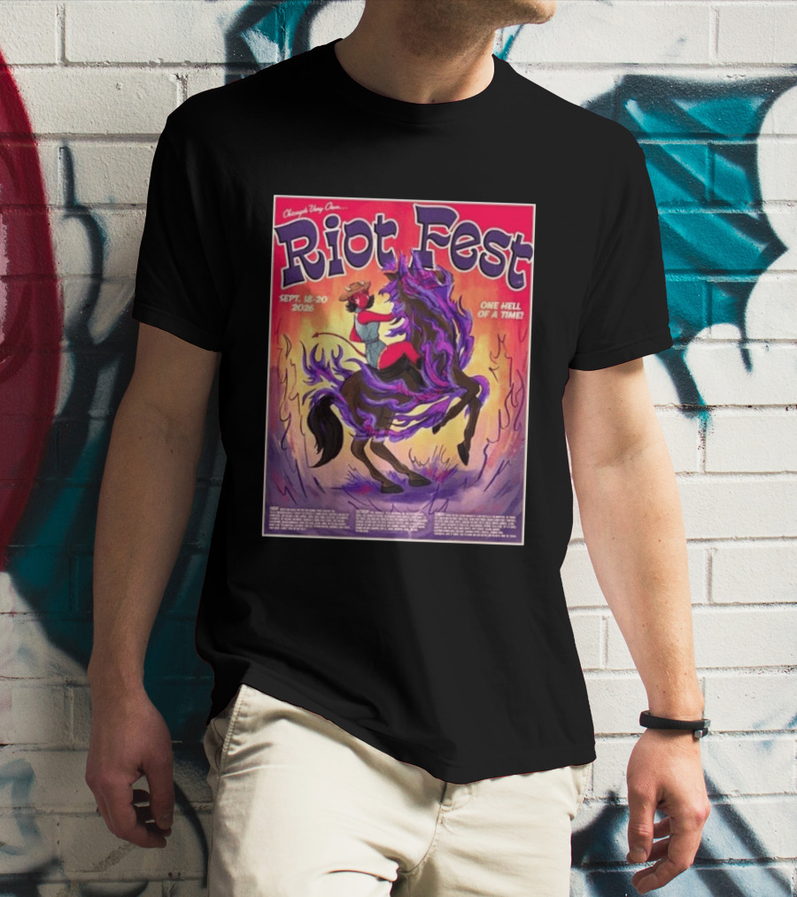 Chicago Douglass Park Riot Fest 2026 Devil Cowgirl Artwork September 18 20 One Hell Of A Time T-Shirt