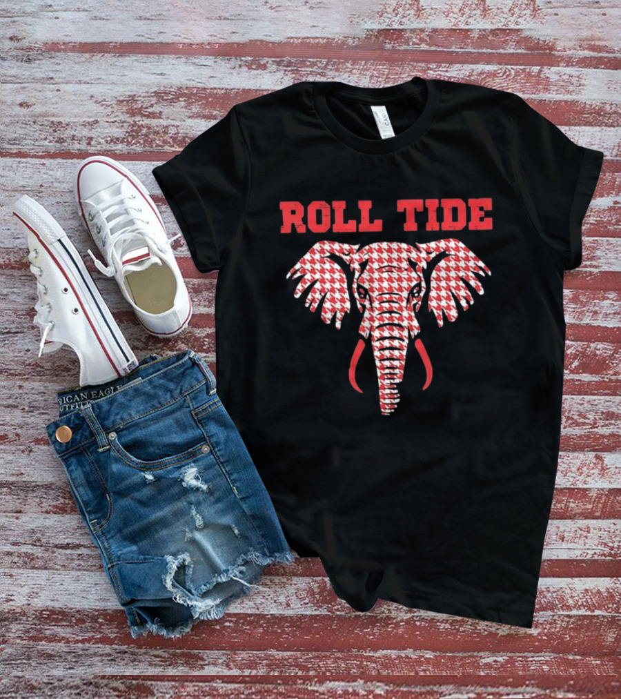 Alabama Crimson Tide Roll Tide Houndstooth Elephant T-Shirt