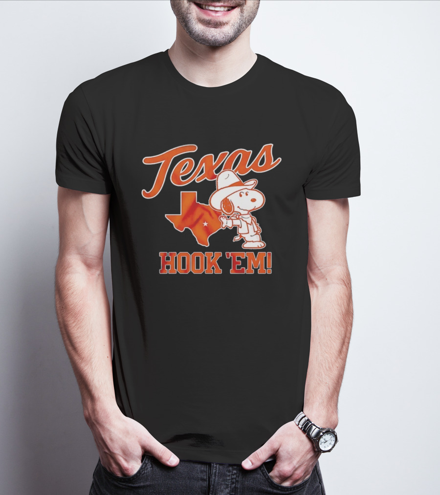 Texas Snoopy Hook 'Em Peanuts Cowboy Spirit T-Shirt