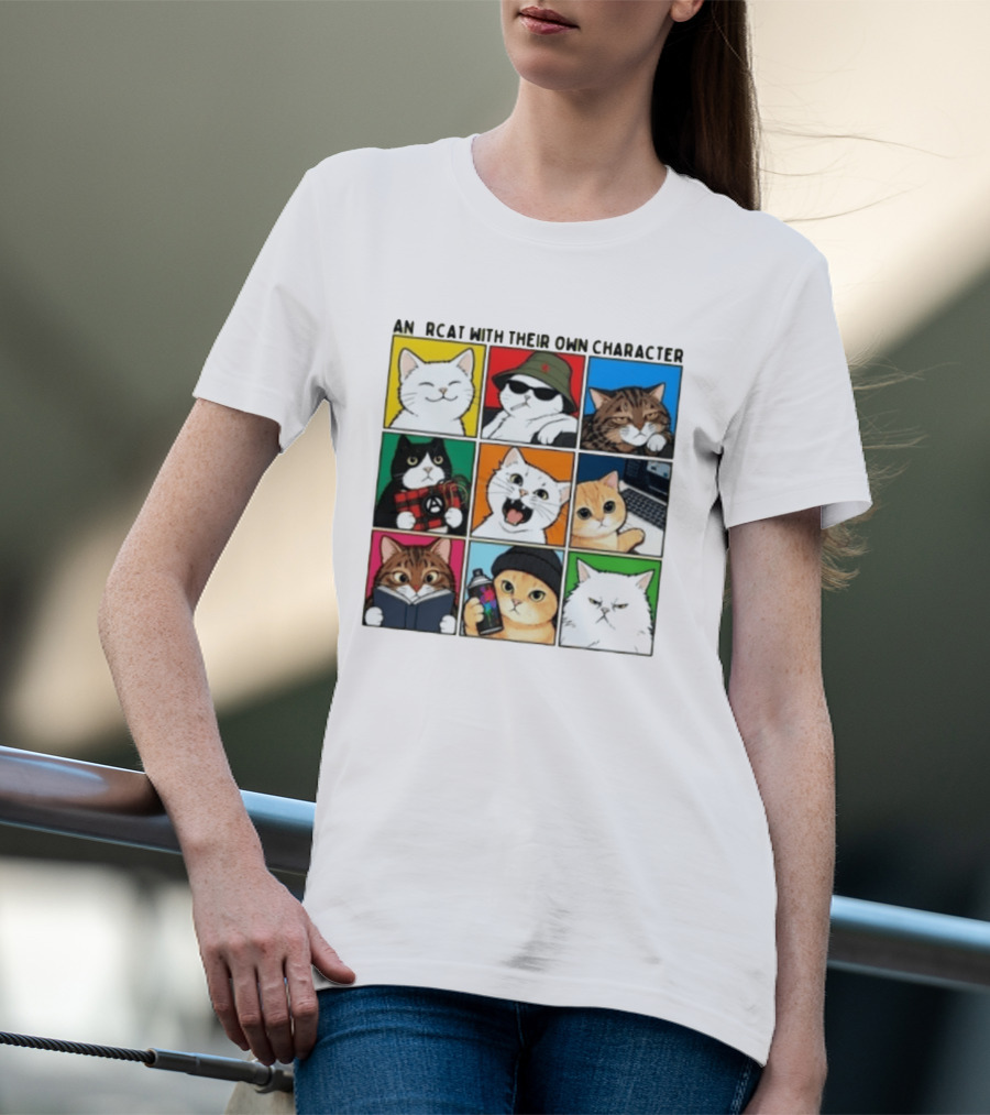 AN RCAT WITH THEIR OWN CHARACTER Cat Collage T-Shirt
