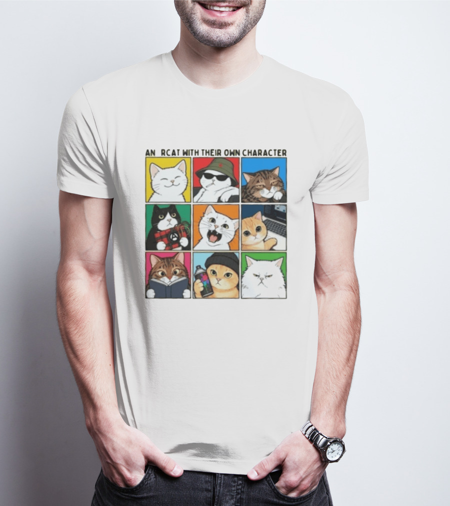 AN RCAT WITH THEIR OWN CHARACTER Cat Collage T-Shirt