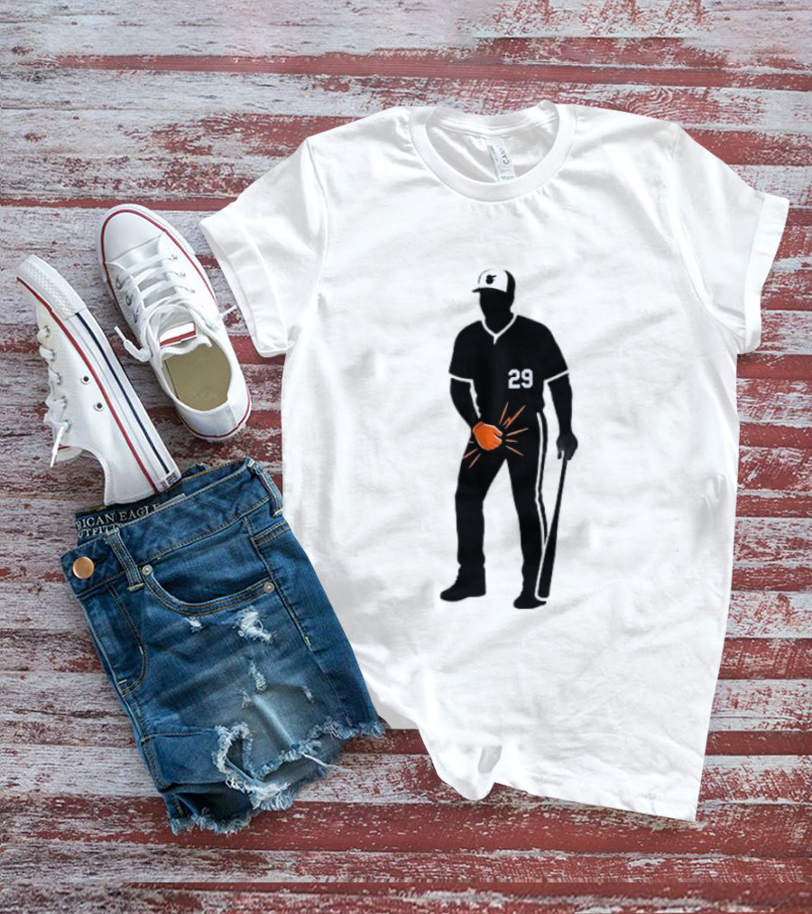 Baltimore Orioles 29 Baseball Player Jersey Black And Orange Glove T-Shirt