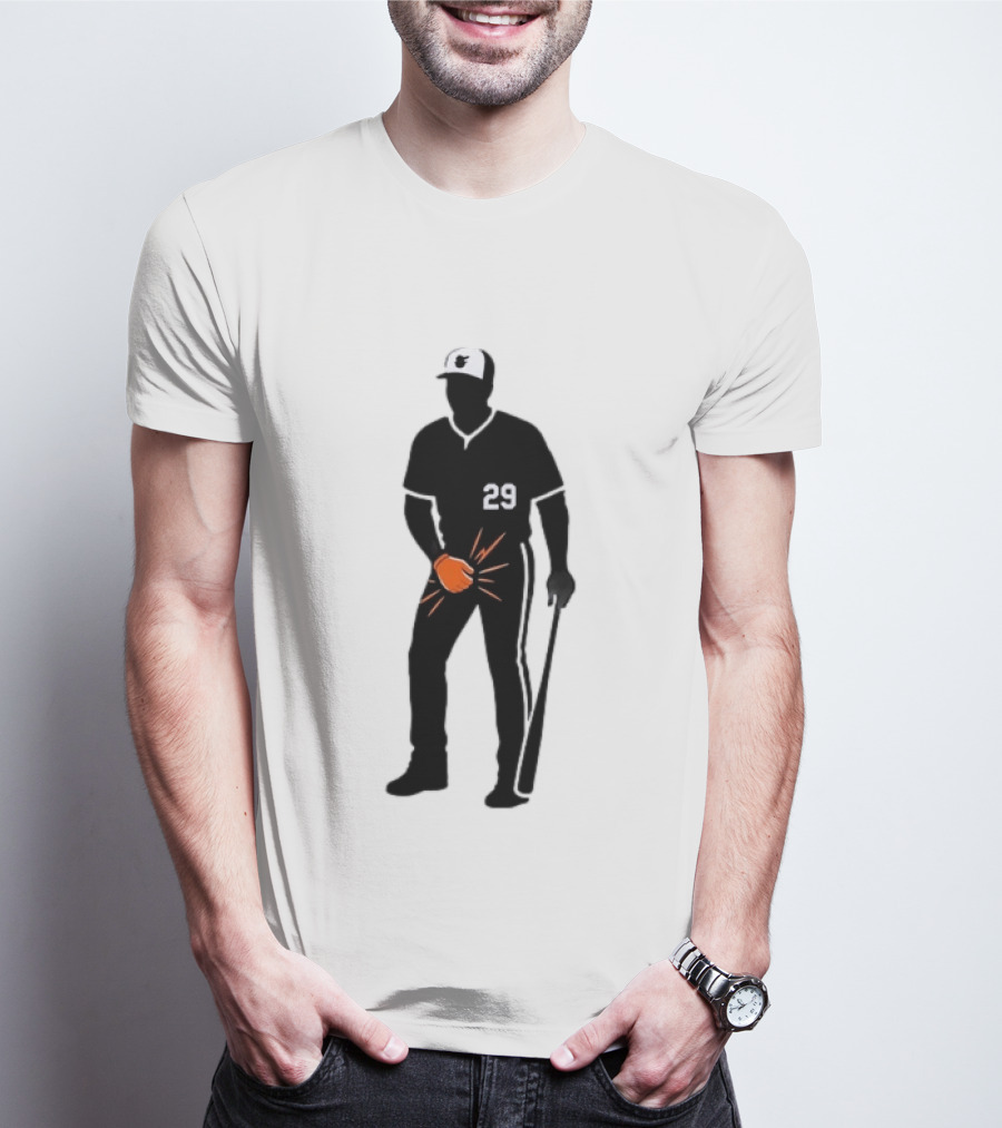 Baltimore Orioles 29 Baseball Player Jersey Black And Orange Glove T-Shirt
