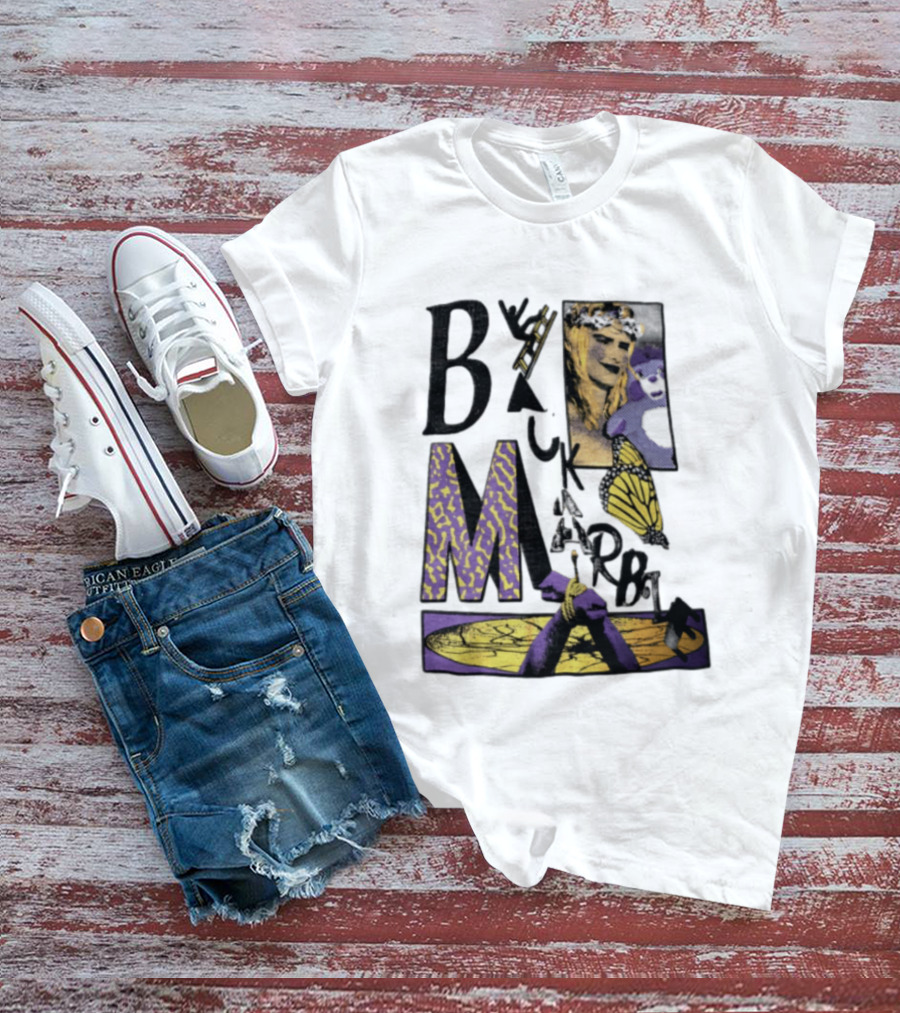 Black Marble Butterfly Tied Hands Woman Ladder T-Shirt