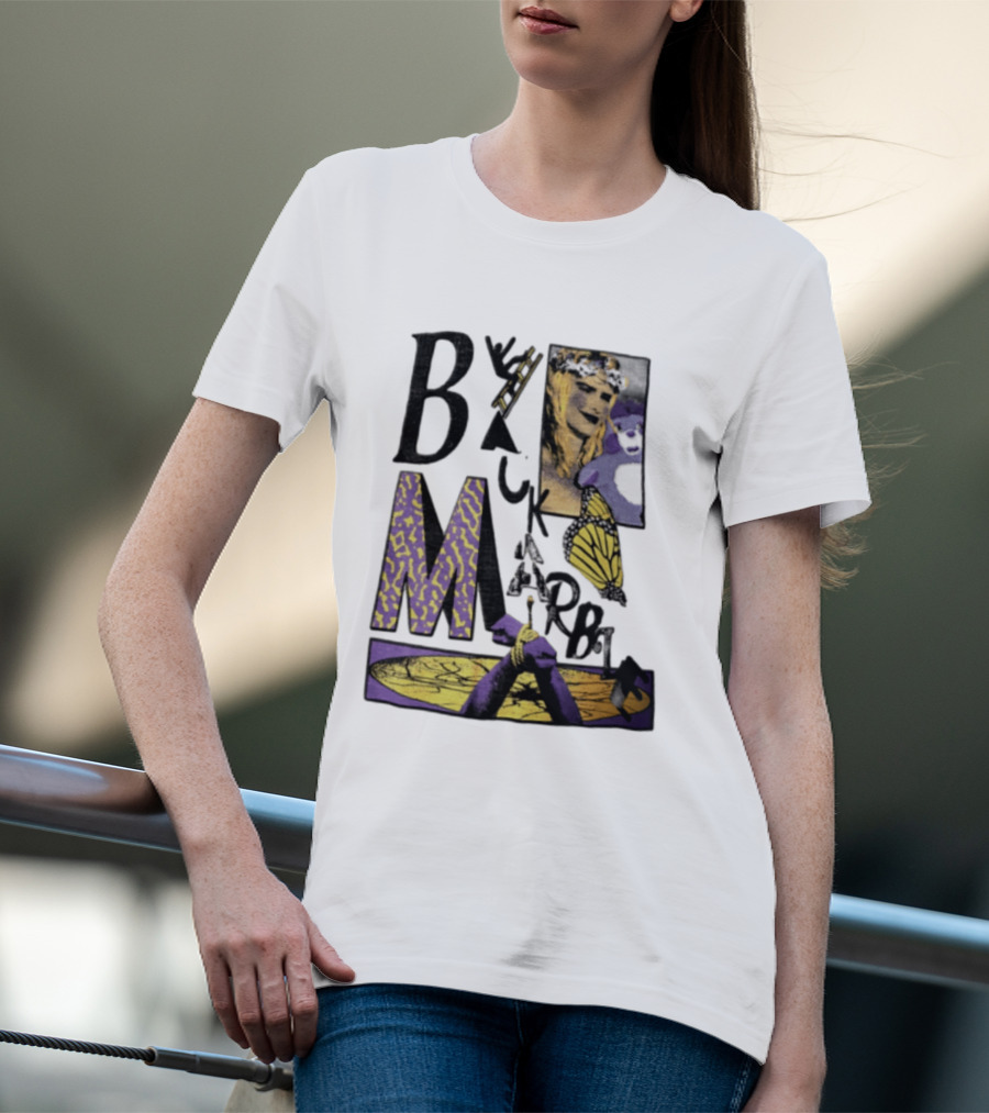 Black Marble Butterfly Tied Hands Woman Ladder T-Shirt