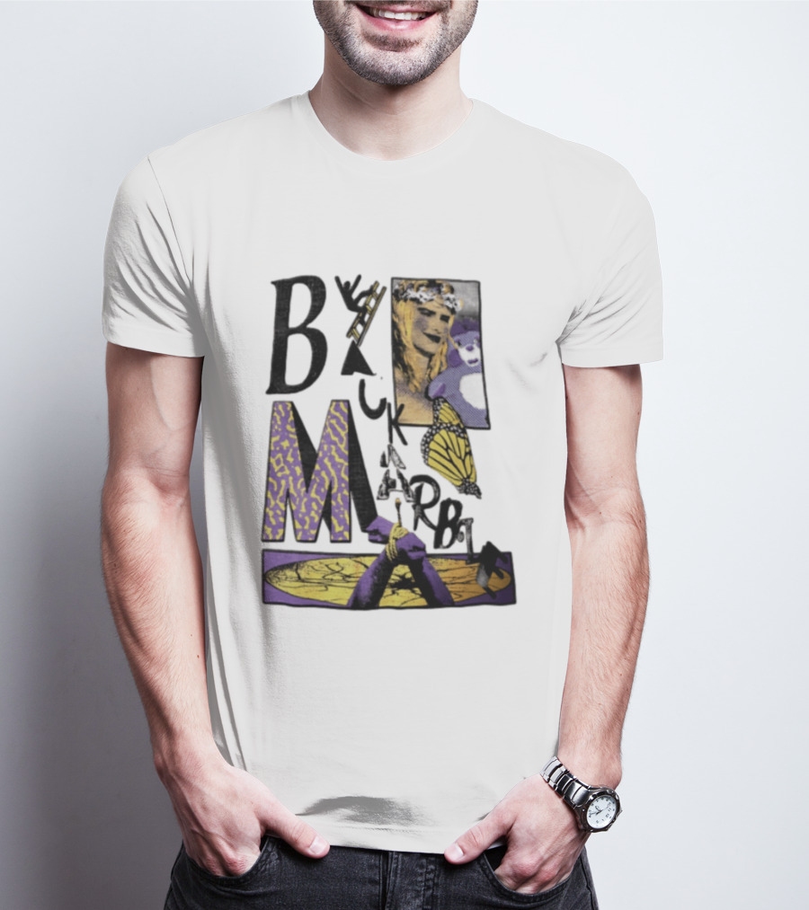 Black Marble Butterfly Tied Hands Woman Ladder T-Shirt