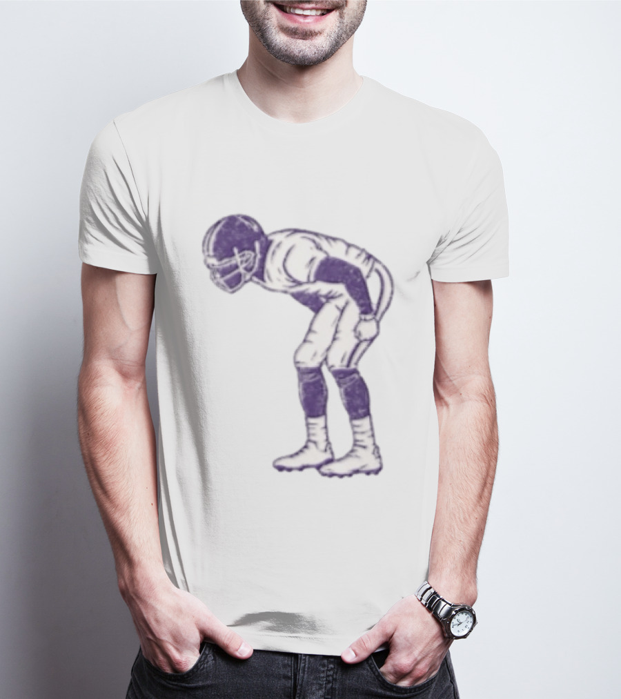 Distressed Purple American Football Player Resting Pose Vintage Look T-Shirt