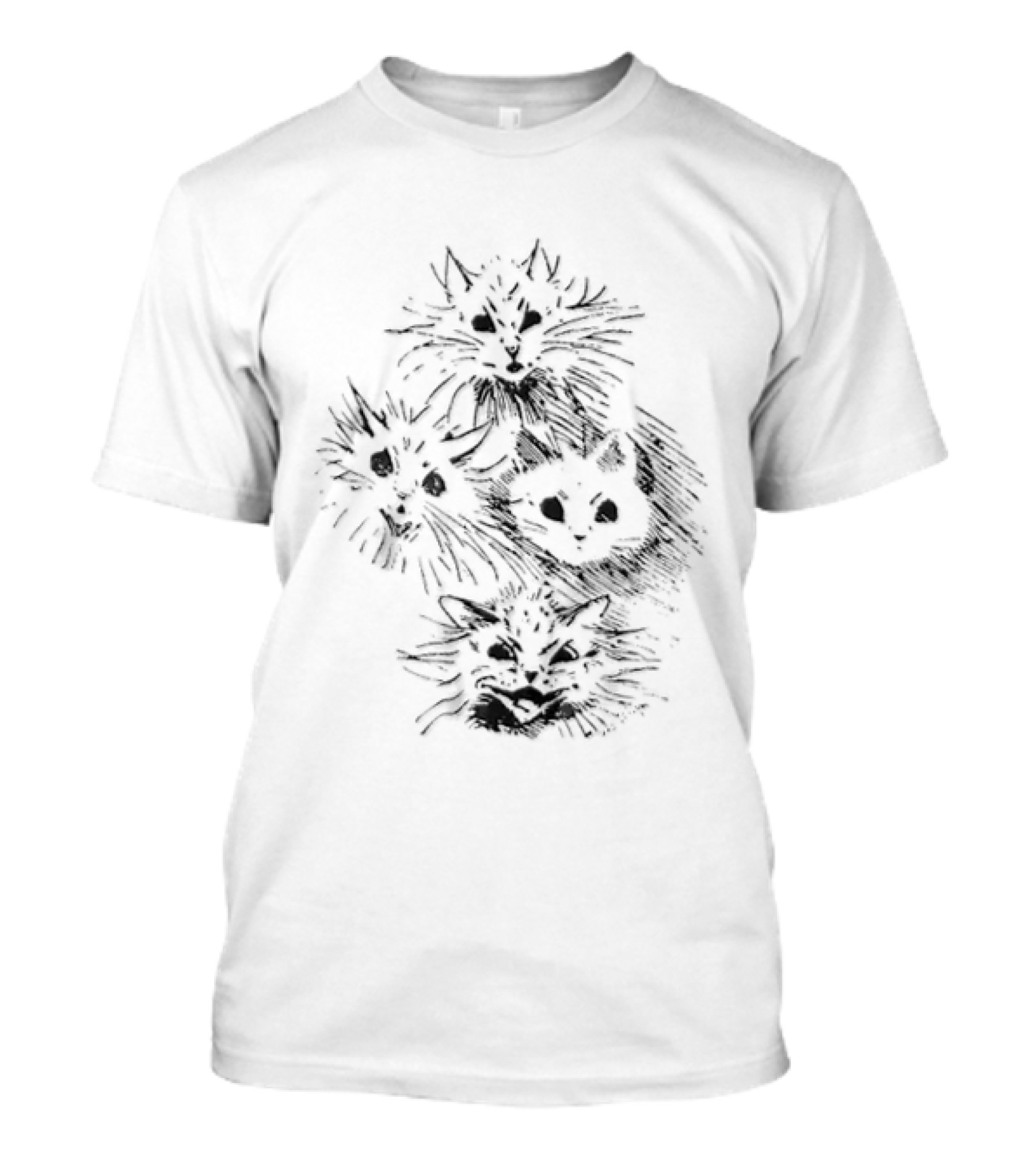 Four Cats Dynamic Black Sketch T-Shirt