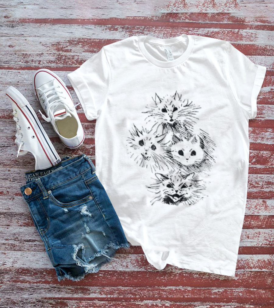 Four Cats Dynamic Black Sketch T-Shirt