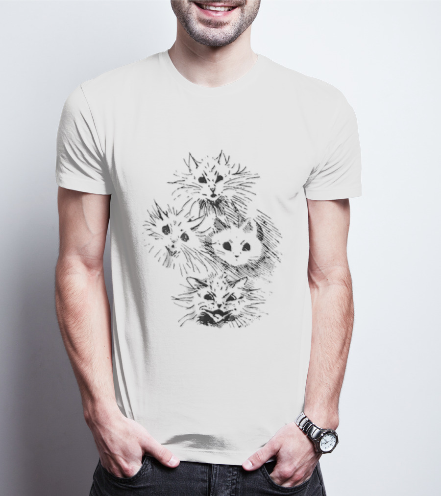 Four Cats Dynamic Black Sketch T-Shirt
