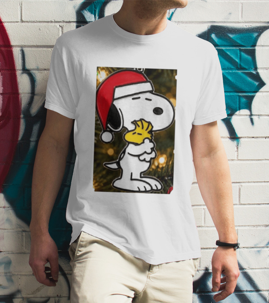 Snoopy Woodstock Christmas Hugging Best Holiday Gift Peanuts T-Shirt