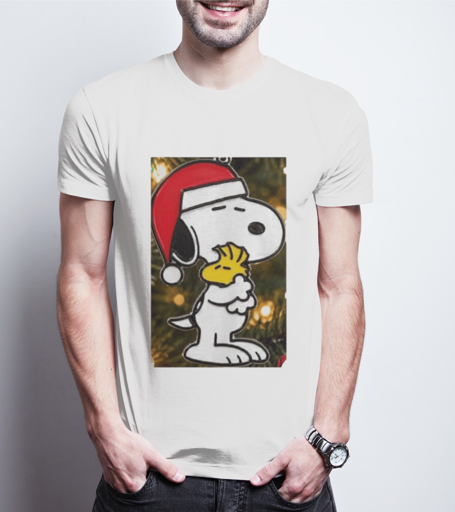 Snoopy Woodstock Christmas Hugging Best Holiday Gift Peanuts T-Shirt