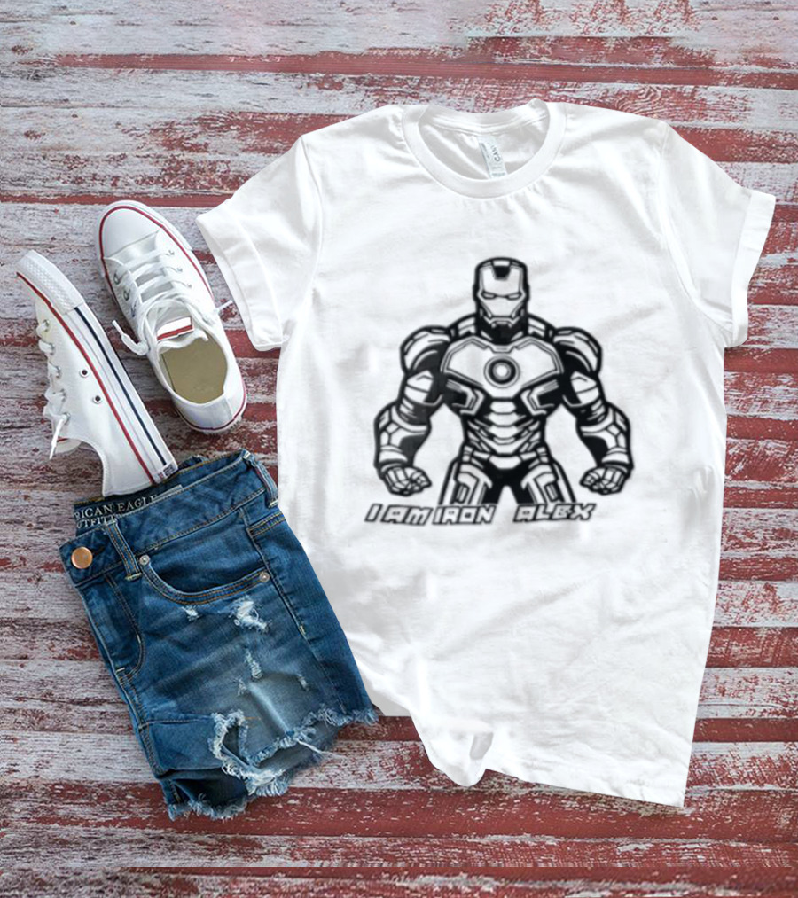I Am Iron Alex Armored Superhero Clenched Fists Line T-Shirt