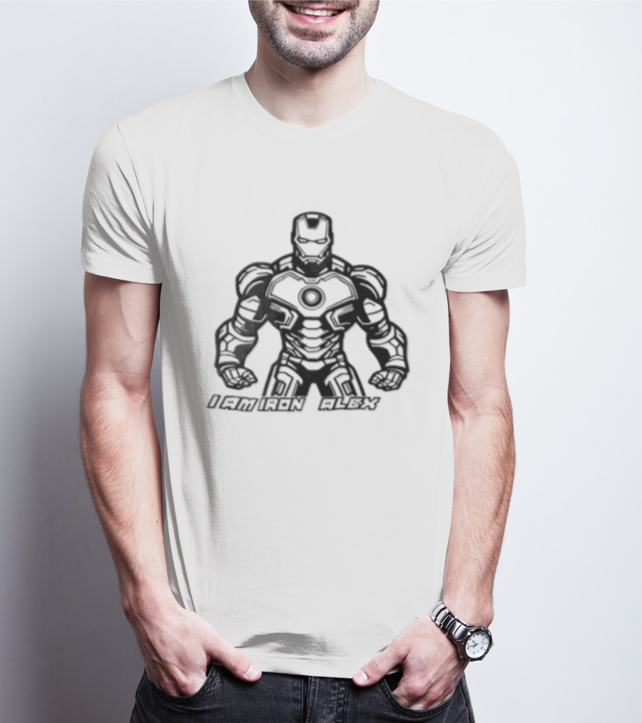 I Am Iron Alex Armored Superhero Clenched Fists Line T-Shirt