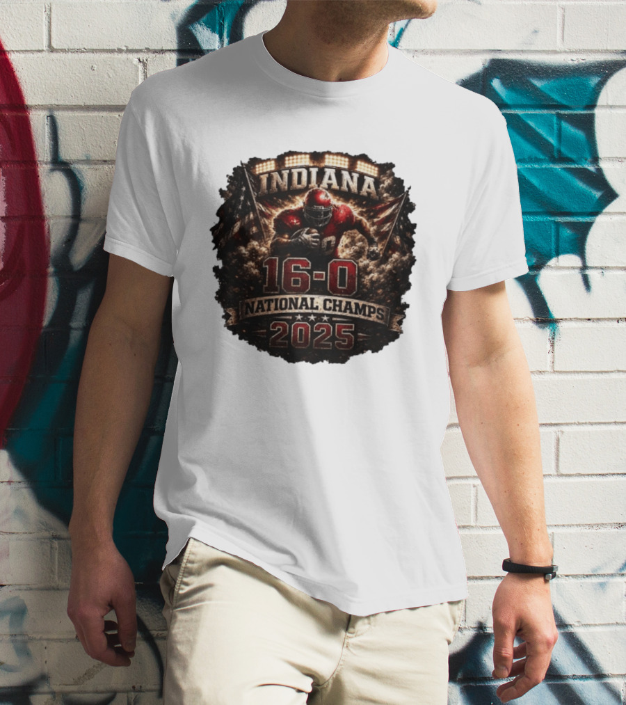 Indiana 16 0 National Champs 2025 Football Victory Celebration T-Shirt
