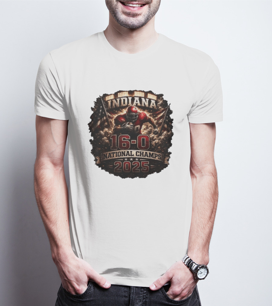 Indiana 16 0 National Champs 2025 Football Victory Celebration T-Shirt