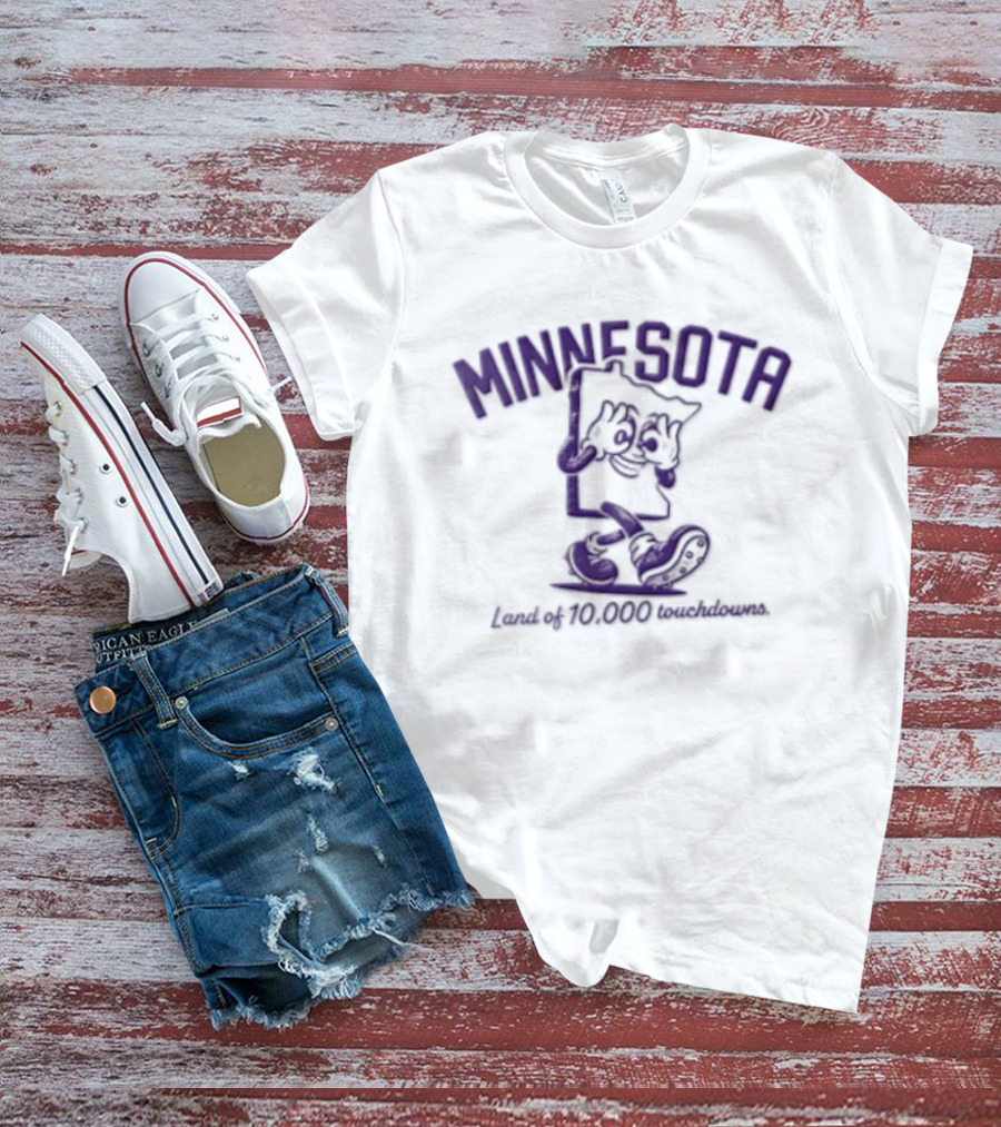 Minnesota Land Of 10000 Touchdowns Cartoon State Griddy Dance Football Cleats T-Shirt