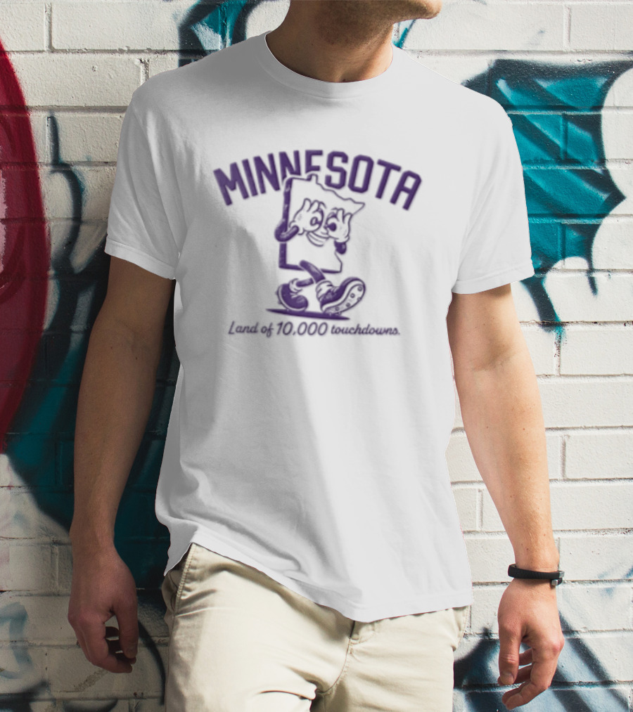 Minnesota Land Of 10000 Touchdowns Cartoon State Griddy Dance Football Cleats T-Shirt
