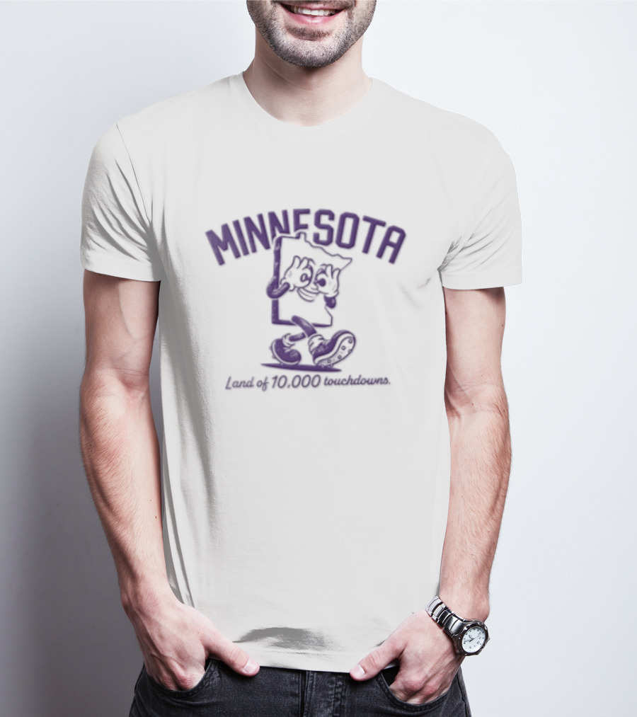 Minnesota Land Of 10000 Touchdowns Cartoon State Griddy Dance Football Cleats T-Shirt